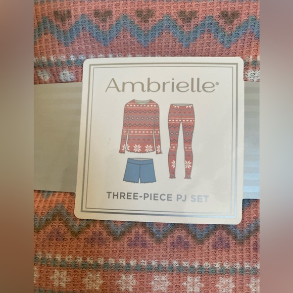 AMBRIELLE THREE PIECE BLUE FAIRISLE PJ SET SIZE MEDIUM 🌟NWT🌟 - Picture 2 of 8